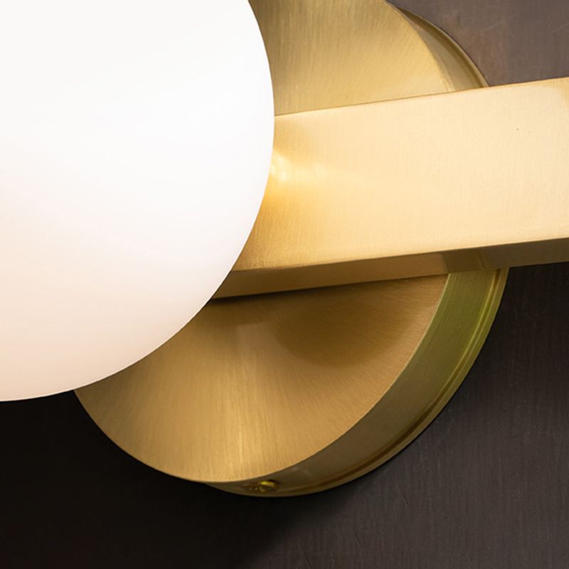 Copper 1-Light Ball Shade Wall Sconce Modern Style Mirror Wall Lighting in Brass