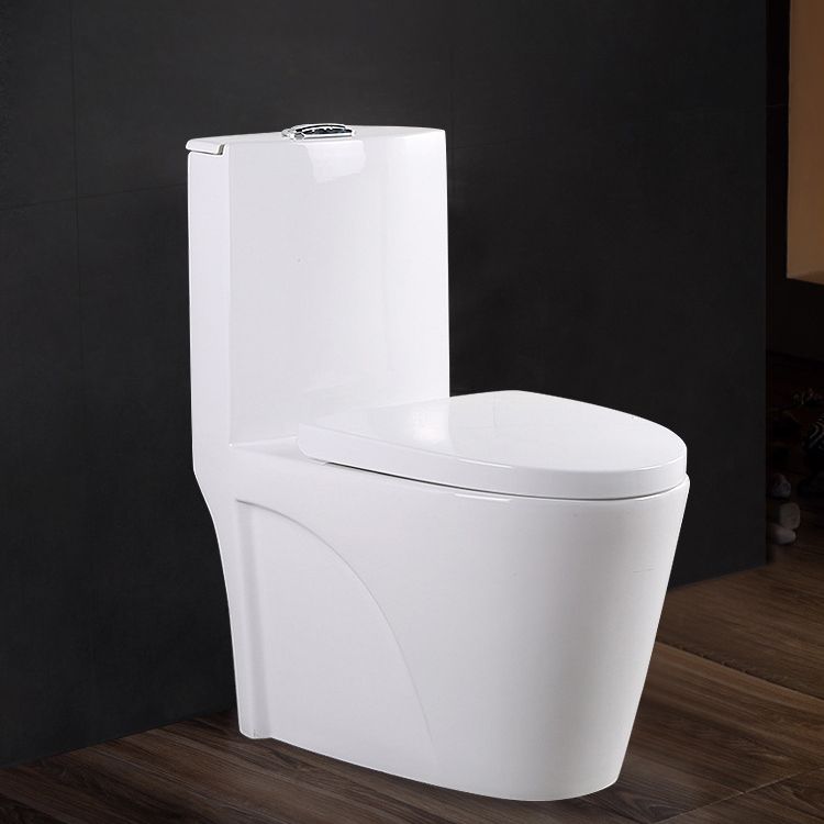 Contemporary Elongated Toilet Bowl Gravity Flush Toilet with Seat for Bathroom