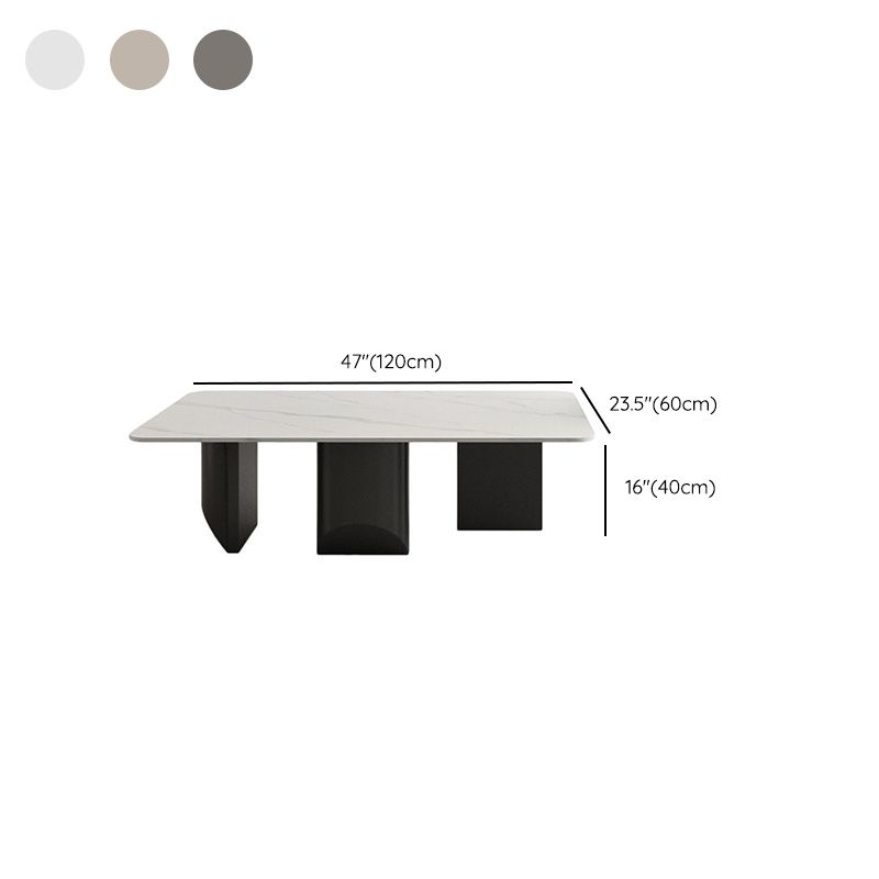 Slate Rectangular Coffee Table Metal Legs Coffee Cocktail Table