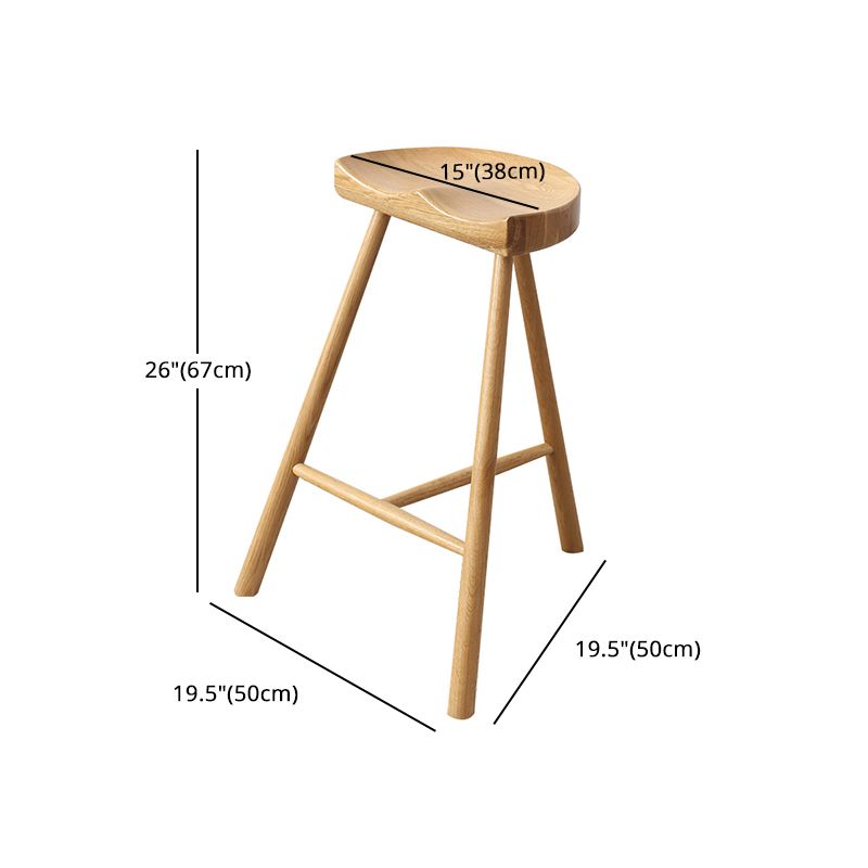 Taburete de bar contemporáneo, taburete de bar de madera clara sin respaldo con reposapiés