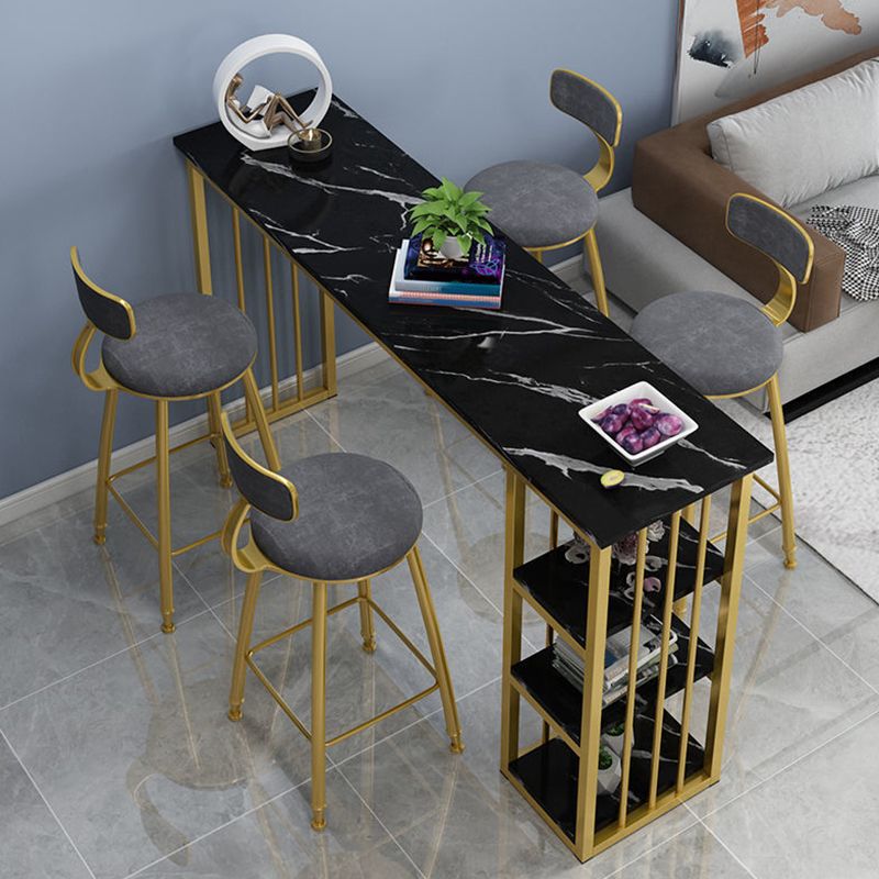 Modern Style Bistro Bar Table Rectangle Wine Rack Bar Table for Living Room