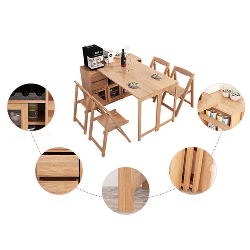 Adjustable Dining Table Wooden Dining Table for Dining Room with Drawer
