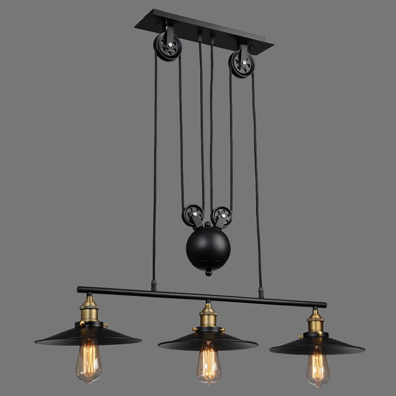 Pulley Metal Island Pendant Chandelier Industrial Dining Room Island Light Fixtures