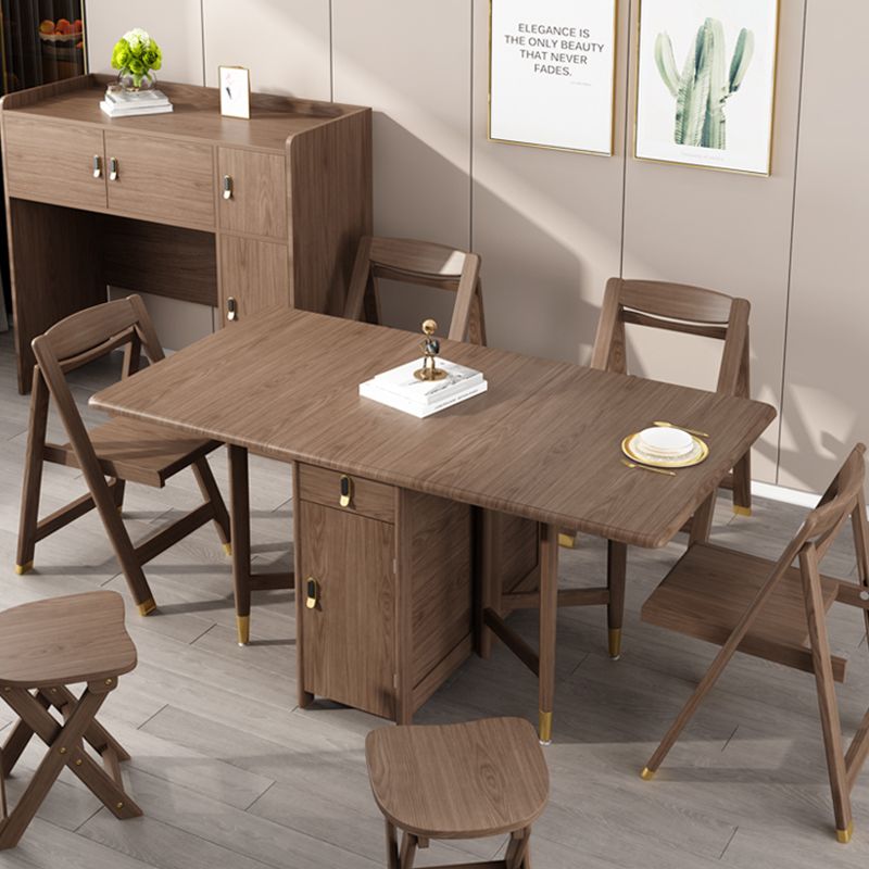 Solid Wood Dining Table Mid-Century Drop-Leaf Dining Table for Home Use