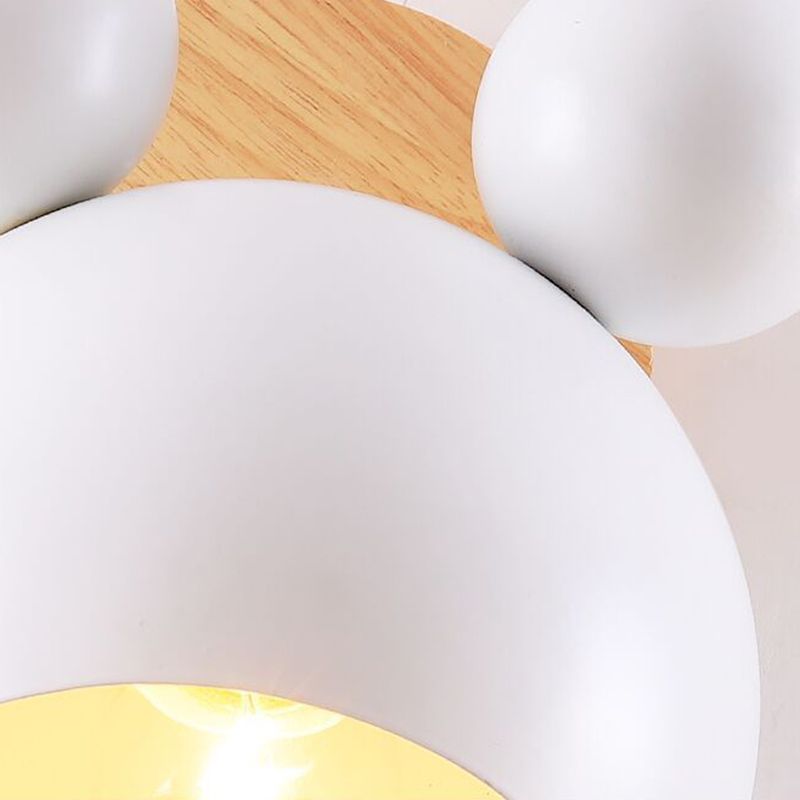 Children Flush Mount Wall Light Polish Finish Wood Lighting for Home