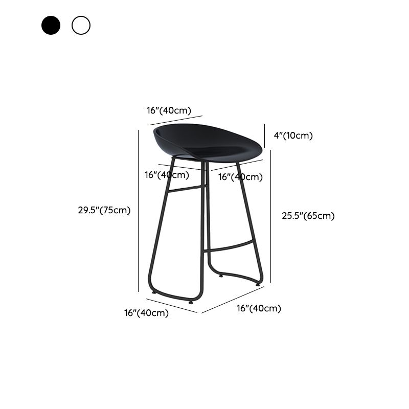 Industrial Plastic Counter Stool Armless Bar Stool with Metal Base