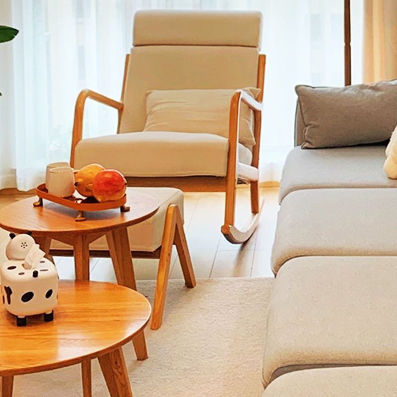 Contemporary Rocking Chair Upholstered Antique Finish Rocking Accent Chair