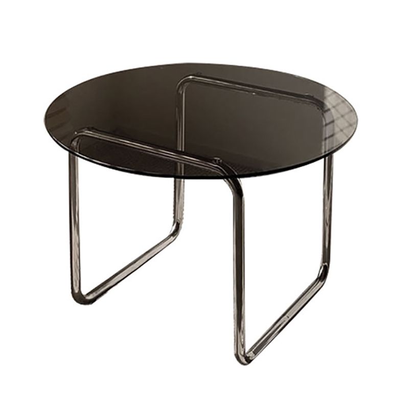Round Glass Coffee Table Sled 1 Single Cocktail Table - 27.6''/31.5''