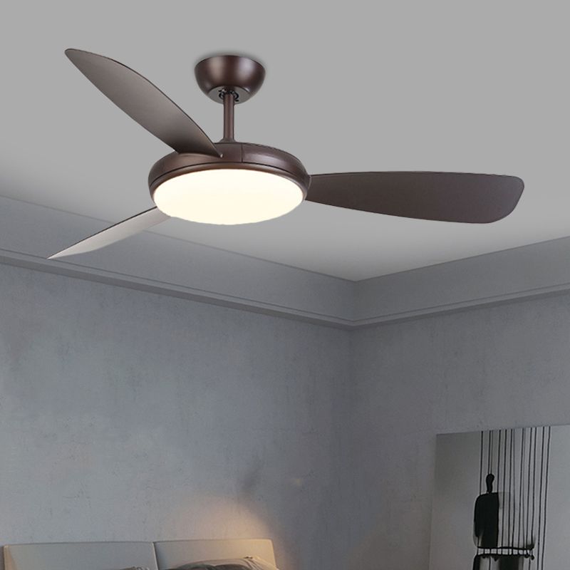 Schwarz -LED -Deckenlüftungslampe Moderne Acryl 3 Blades halb Flush -Lampe für Schlafzimmer, 42 "breit