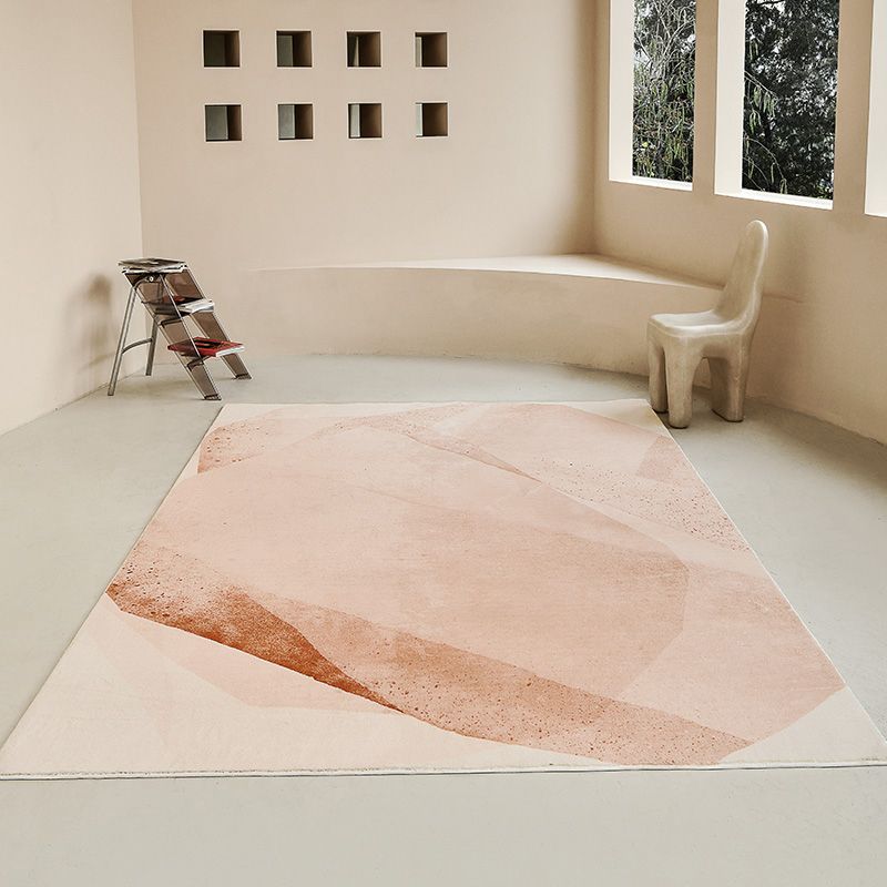 Modern Living Room Rug Color Block Polyester Area Rug Non-Slip Backing Area Carpet