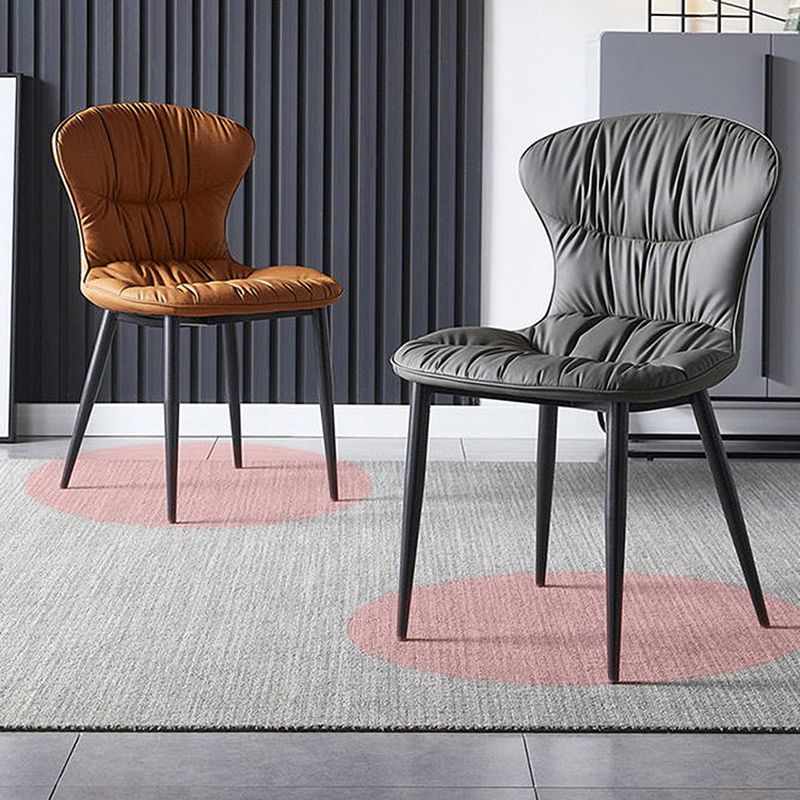 Faux Leather Side Chair Black Legs Dining Room Parsons Chair