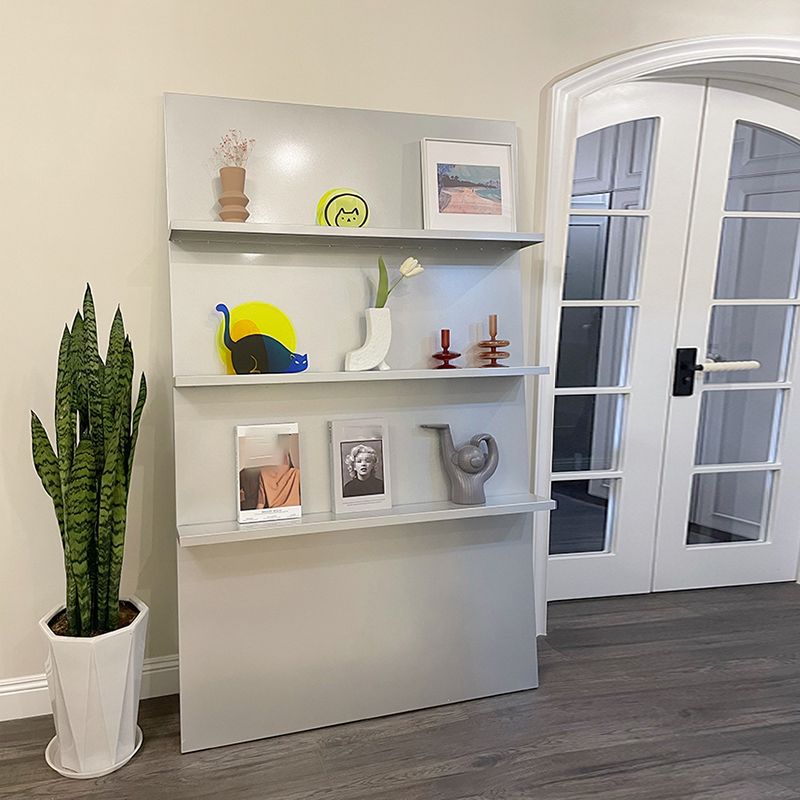 3 Shelf Metal Bookshelf Contemporary Shelves Included Bookcase in White and Silver