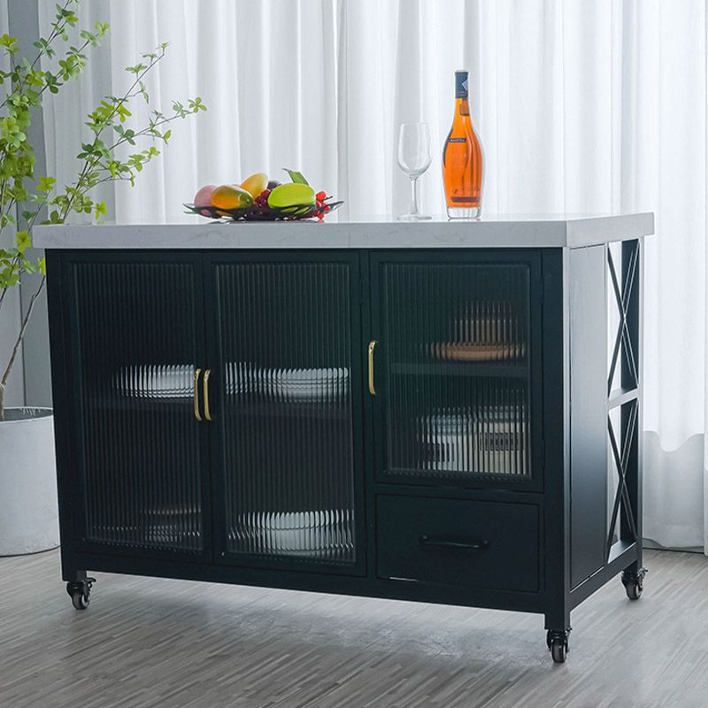 Kitchen Island Table Dining Room Prep Table with Storage Cabinet