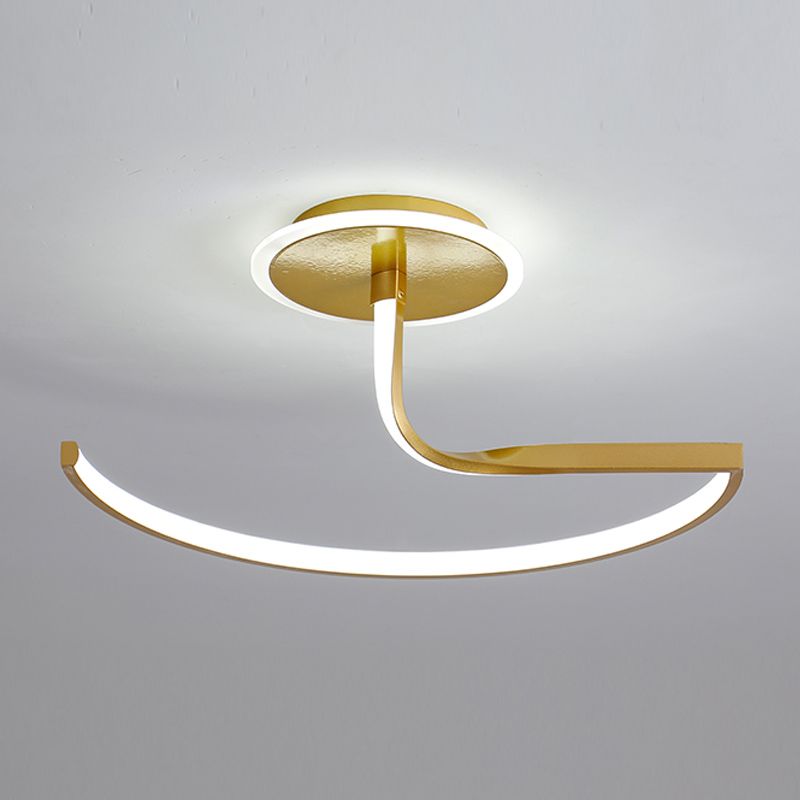 Plafonnier LED en forme de ligne en aluminium moderne, 2 lumières, montage encastré pour le salon