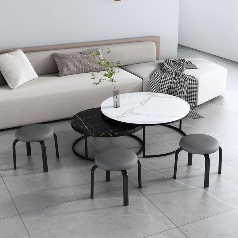 Footstool Ottoman Tear Resistant Solid Glam Cotton Blend Round Ottoman