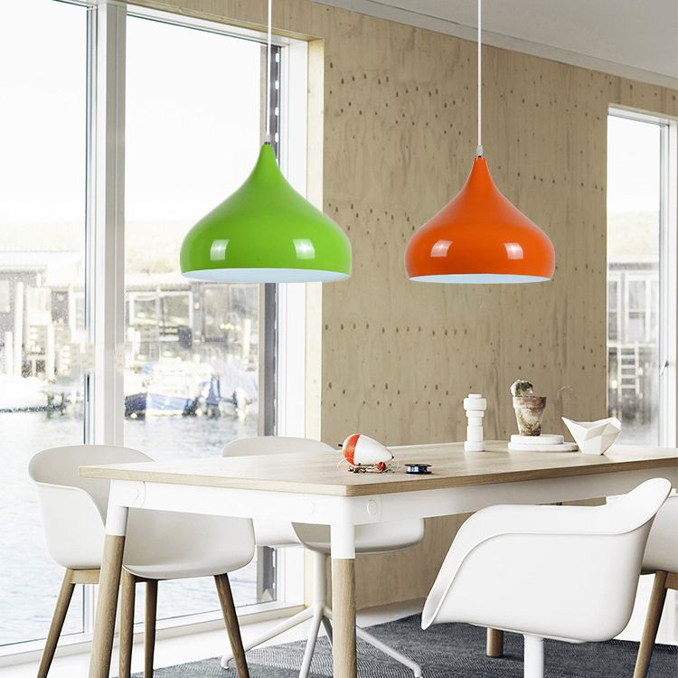 Lacquered Aluminium Indoor Pendant Light in Modern Creative Style Tapered Macaron Hanging Lamp