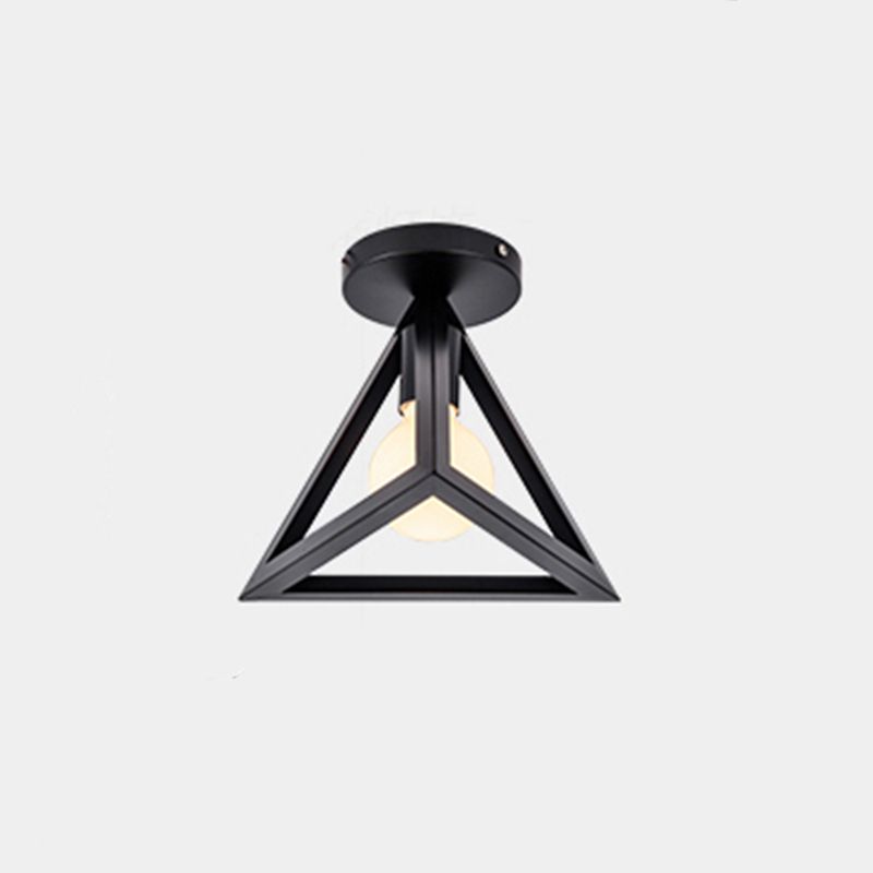 Près de Ceiling Éclairage Loft Style Geometric Metal Ceiling Light Fixture in Black