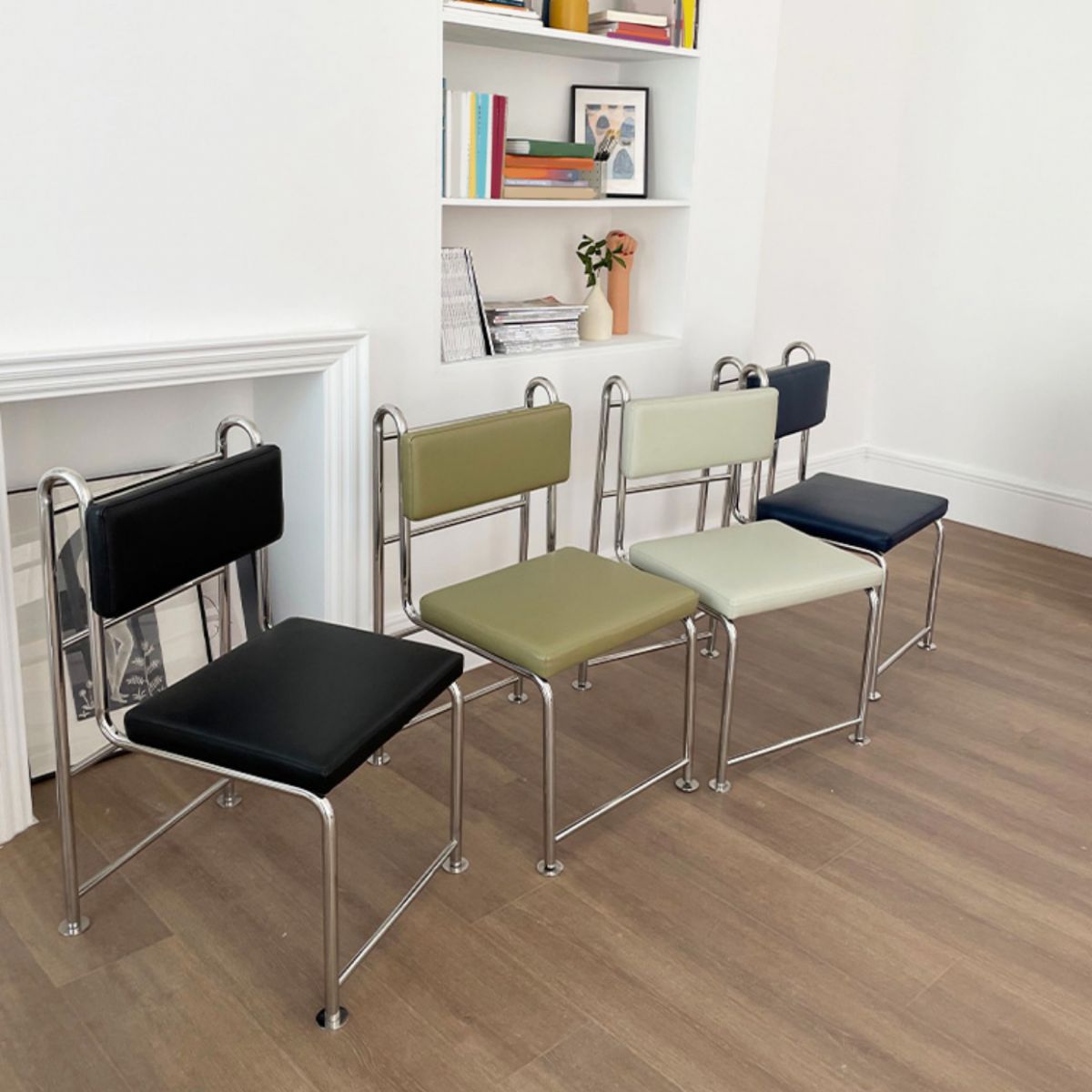 Contemporary Side Chair Metal Open Back Dining Room Chair for Indoor