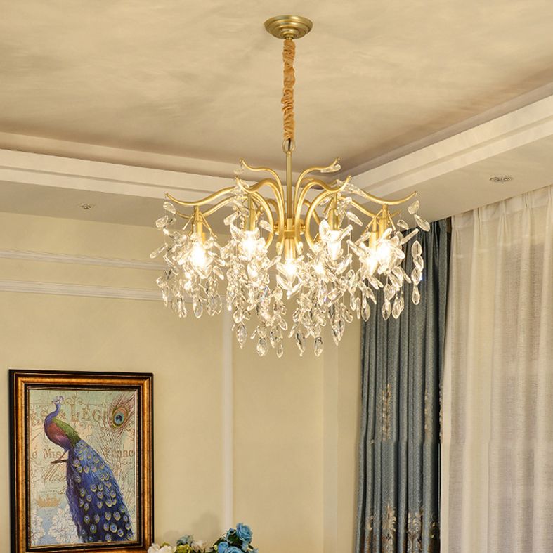 Branches Shaped French Style Crystal Pendant Light Multi-lights Dining Room Lighting Fixture with 17.7" Suspension Chain