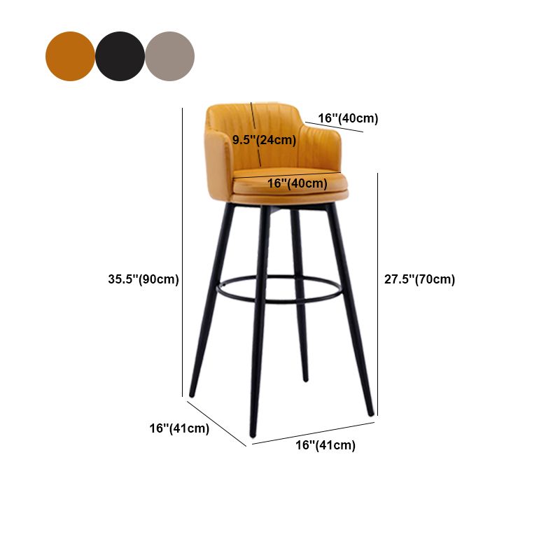 Contemporary Swivel Bar Stool Upholstered Leather Stools with Footrest