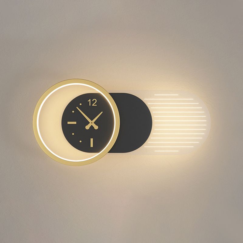 Approchons muraux d'horloge Lights Wall Modern Metal 1 Lumière Lumière d'éclairage en or