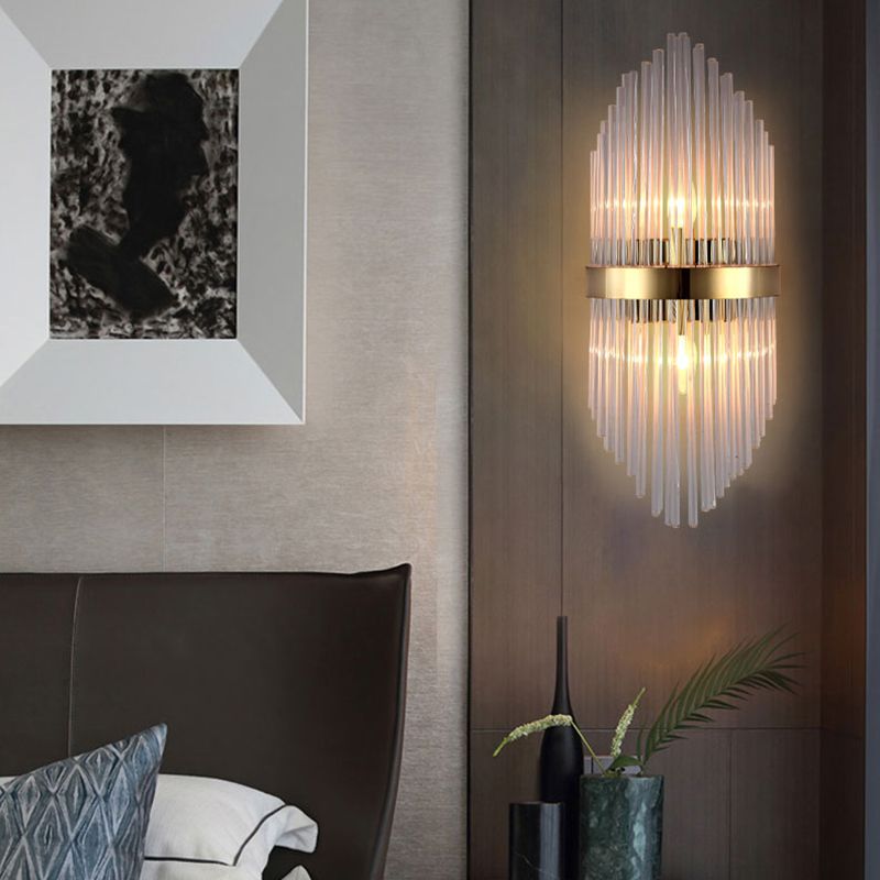 Clear Crystal 3 - Light Wall Mounted Sconce in Black / Gold Modern Wall Light