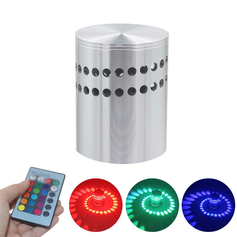 2.8" H Cylindrical Sliver Mini LED Wall Sconce Modern Style Creative RGB Wall Mount Lamp for Aisle Hallway