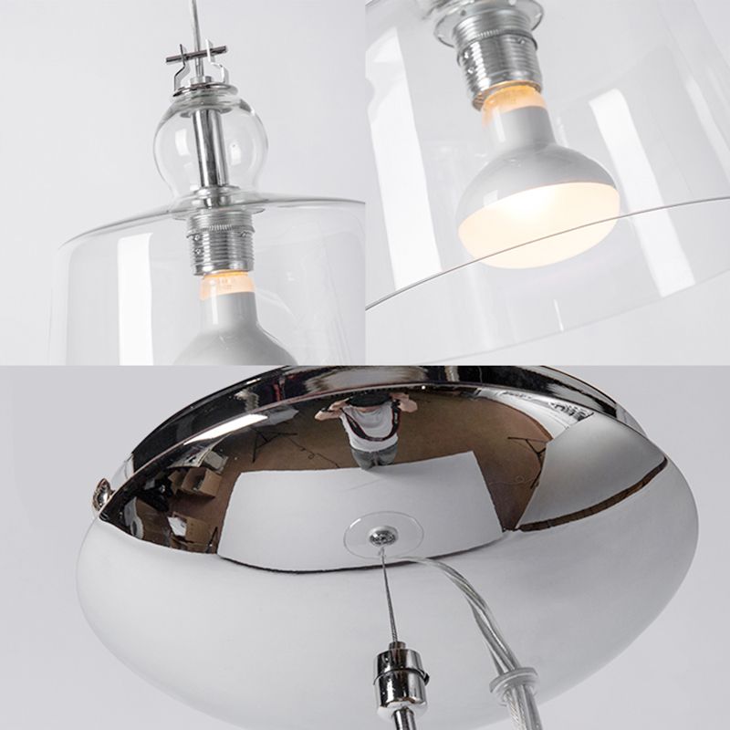 Luz colgante moderna 1 de luz con tono de vidrio transparente cromo