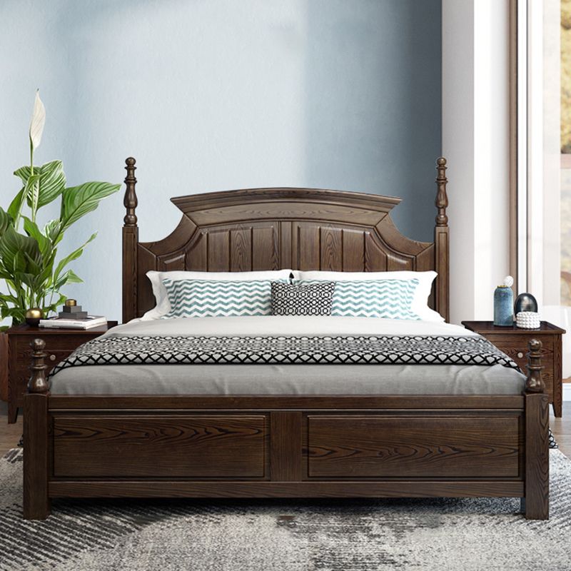 Victorian Ash Four Poster Bed Solid Color Walnut Poster Bed with Headboard
