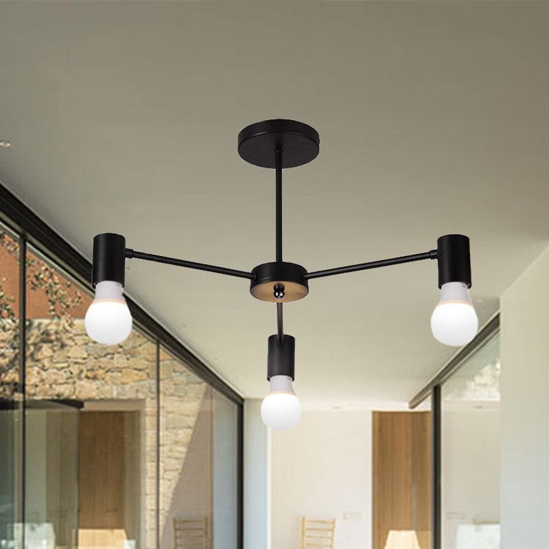 3/5 teste semi -filo con lampadina a soffitto in stile industriale metallizzato in lampadina aperta in nero/bianco