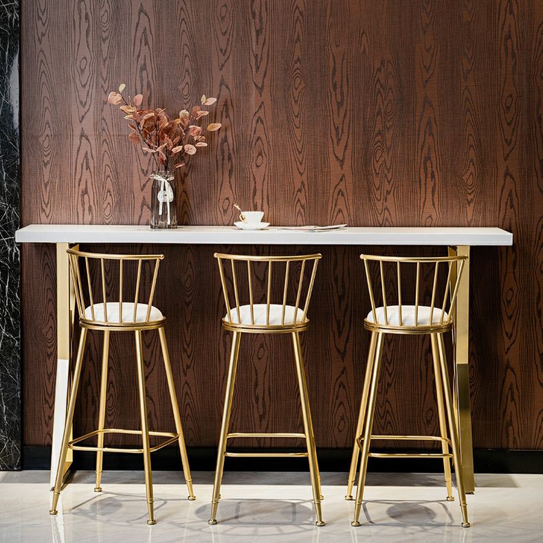 Glam Low Back Dining Stools Armless Bar Stools with Footrest