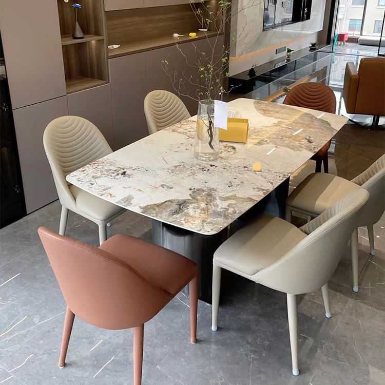 Luxury Double Pedestal Dining Table Sintered Stone Dining Room Desk