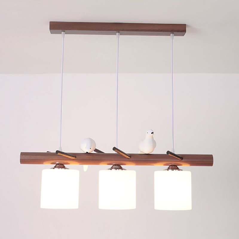 Modern Island Pendant Lamps Multi-Head Restaurant Hanging Light Fixtures with Glass Shade