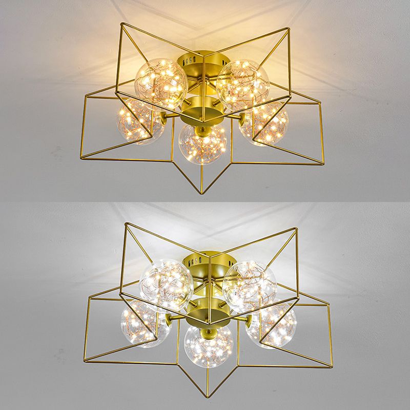 Modern Simple Iron Ceiling Light Geometry Shape Ceiling Lamp for Bedroom
