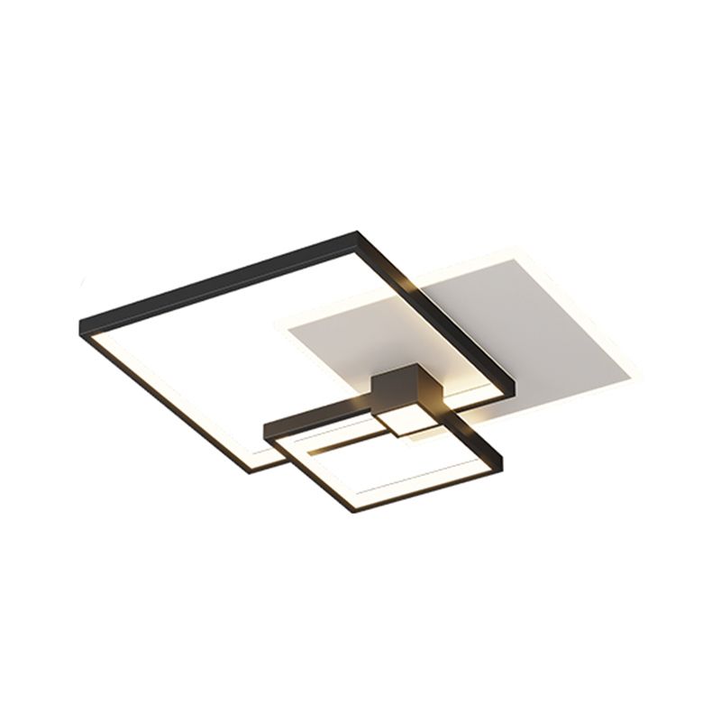 Geometric Shape Metal Flush Mount Light Modern Style 3 Lights Ceiling Mount Light in Black