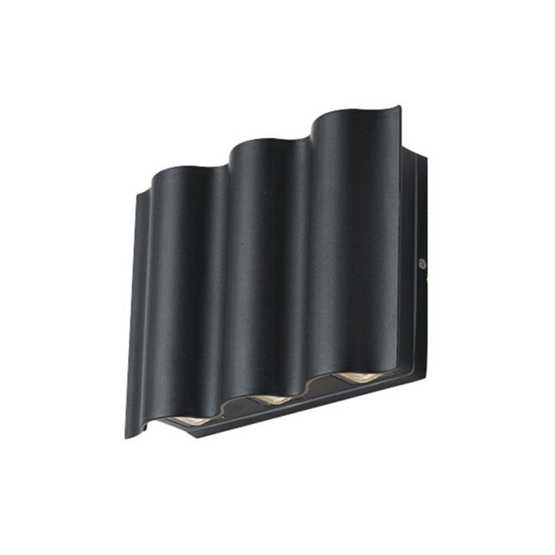 Modern Style Wave Shape Wall Sconce Metal Sconces in Black for Outdoor