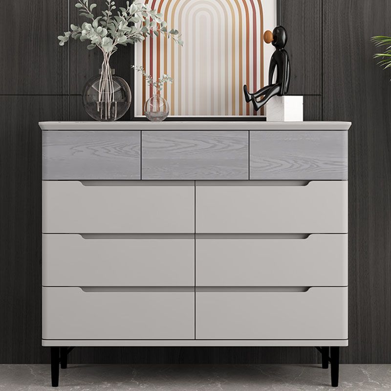Contemporary Bedroom Chest Wooden Storage Chest in Gray with Drawers