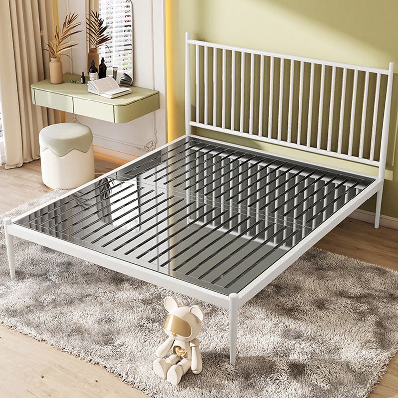 Contemporary Finish Metallic Open-Frame Bed Glam Wire-Grid Iron Bed Frame with Headboard
