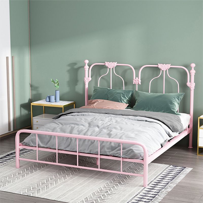 84.65 inch Wide Contemporary Bed Frame Metal Solid Color Bed with Headboard