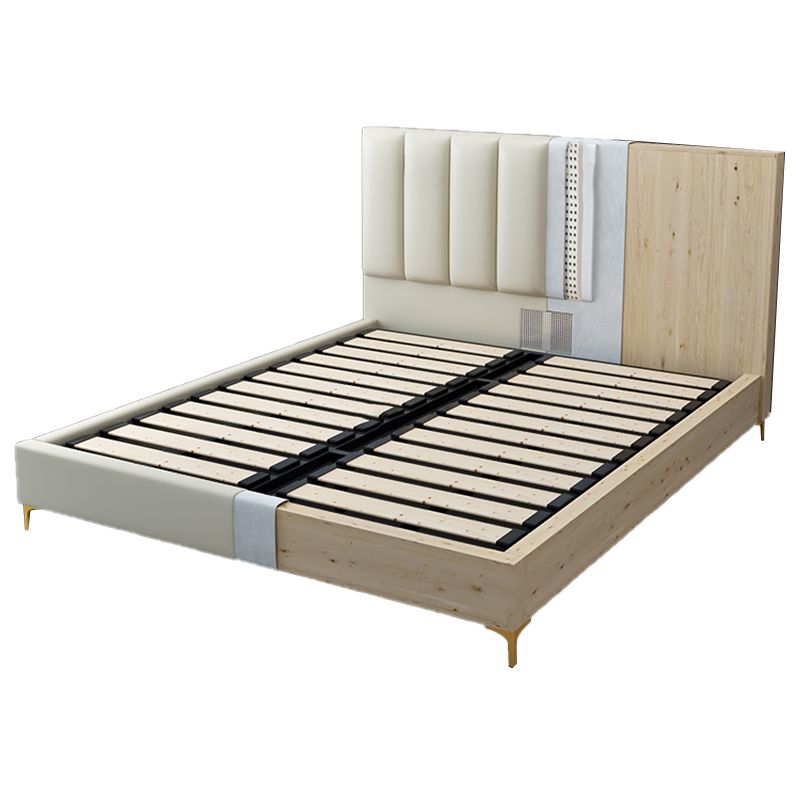 Wood and Upholstered Standard Bed Low Profile Bed with Custom Legs