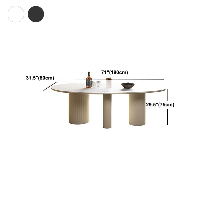 Modern Stone Top Dinette Table Oval Home Kitchen Dinner Tripod Dining Table