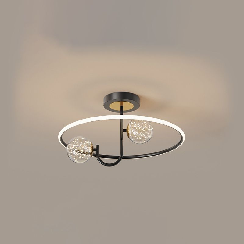 Modern Creative LED Ceiling Light Globe Acrylic Semi Flush Mount in Brass