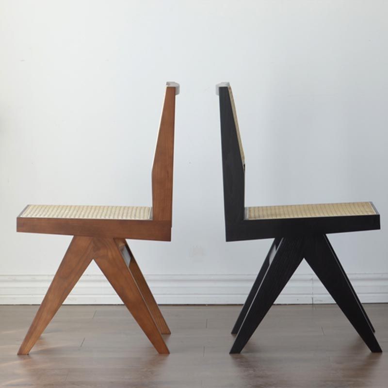 Contemporary Rattan Chair Open Back Dining Side Furniture in Matte Finish for Indoor