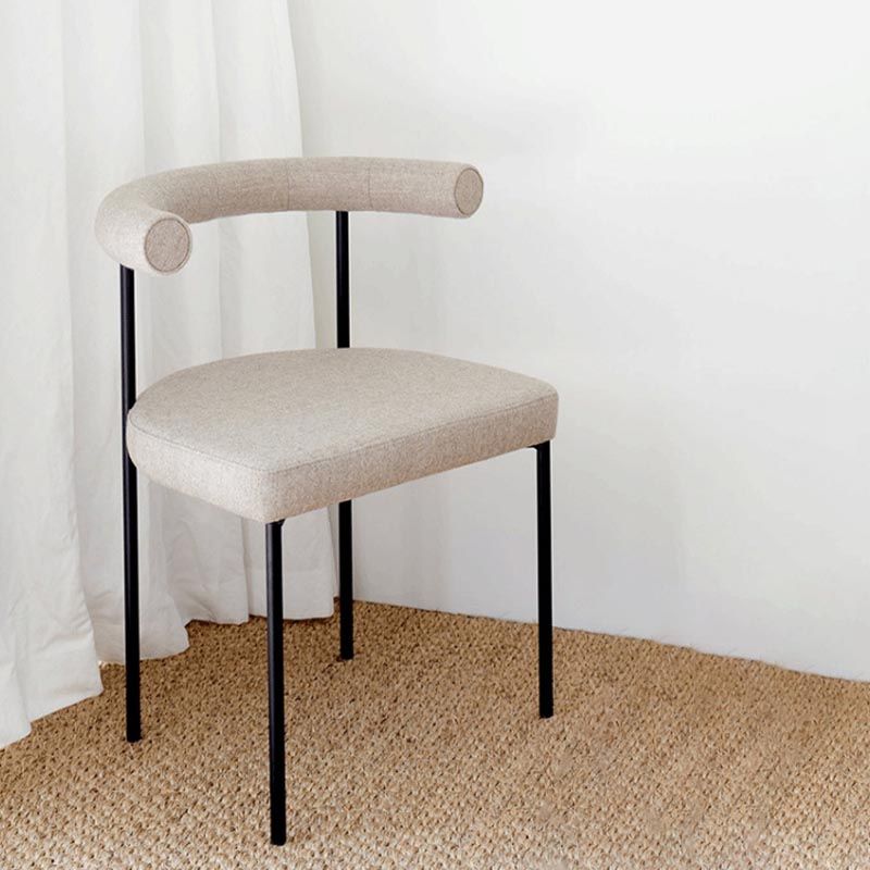 Upholstered Armless Dining Chairs Contemporary Open Back Side Furniture in Matte Finish