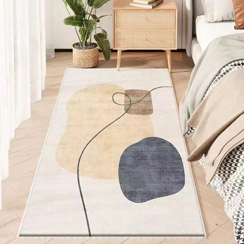 Gray Casual Rug Polyester Feather Rug Stain Resistant Rug for Drawing Room