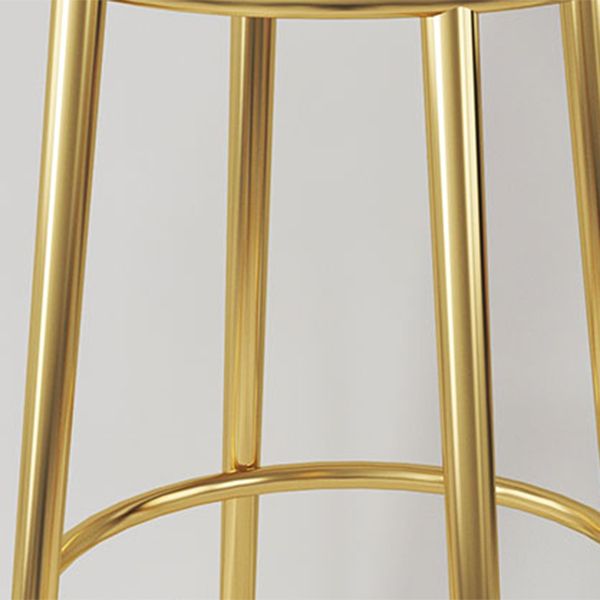 Fabric Round Seat Bar Stools Low Back Gold Iron Base Barstool for Home