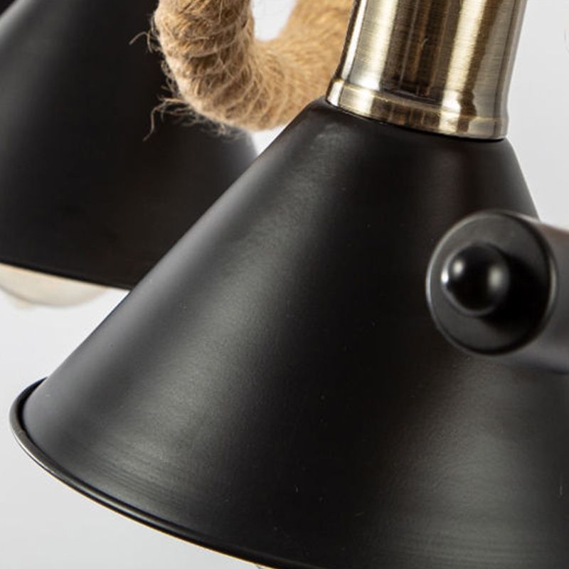 Vintage Hemp Rope Pendant Light American Industrial Style Hanging Lamp for Loft Living Room