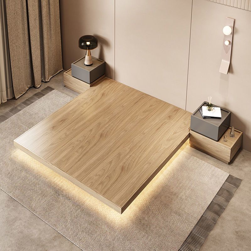 Pine Wood Platform Bed Frame in Natural,78.74 Inch Long with Legs