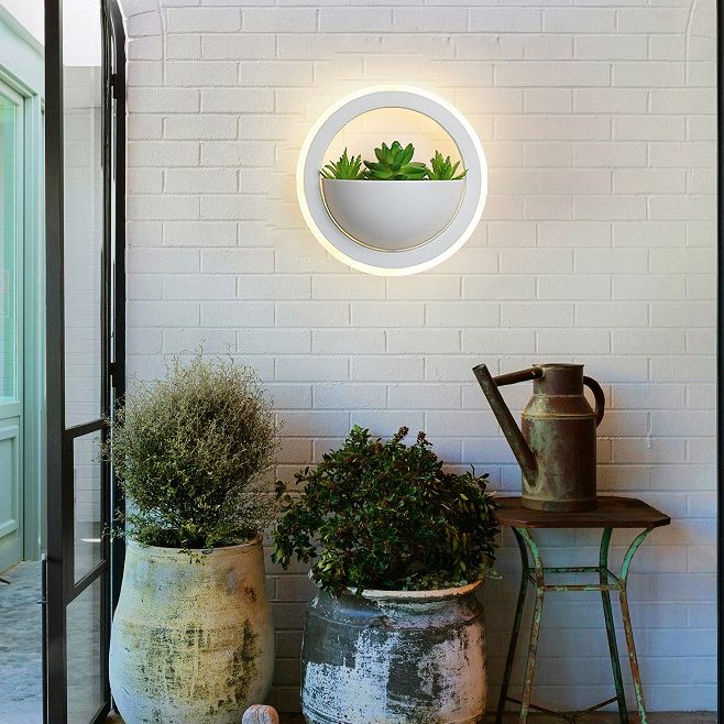 Nordic LED Wall Mounted Light Creative Green Plant Wall Lamp for Corridor