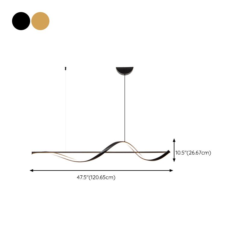 Modern LED Metal Pendant Light Linear Shape Island Light with Silicone Shade for Bedroom